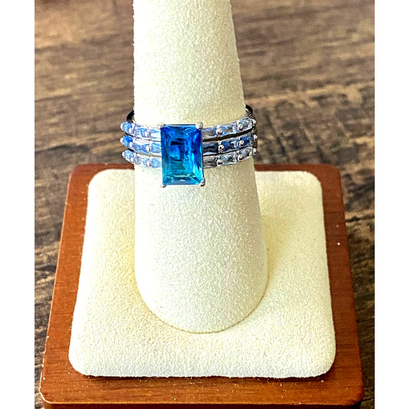 Bomb Party RBP6453 Lost In A Daze Lab Created Azure Blue BiColor Tourmaline Sz 7 - Picture 1 of 4
